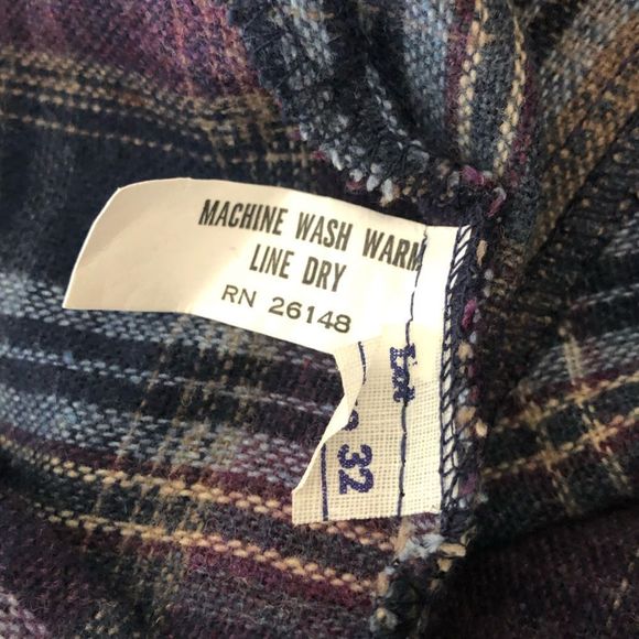 70’s Vintage Wool Blend Blue Purple Plaid Midi Skirt Deadstock Waist size 32 - Picture 10 of 11